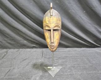 Vintage African Mali Carved Wood & Tin Mask