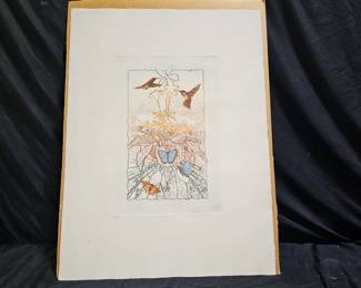 William Marlow Signed L.E. Etching "Living Garden"