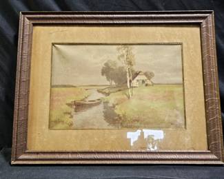 Antique Framed & Matted Watercolor on Paper
