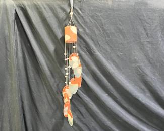 Redware Pottery Wind Chimes with Leaf Imprints