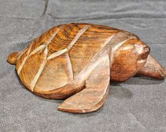 Vintage MCM Hand Carved Iron Wood Sea Turtle