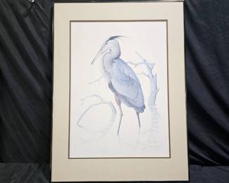 L. E. Blue Heron Print by Fredrick William Wetzel