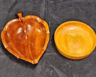 2 Carved Wooden Bowls: Wolverine & Sidney Farber