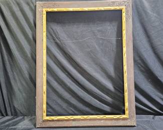 Large Carved Wooden Frame with Gold Trim