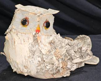 Hand Made Birch Bark Owl