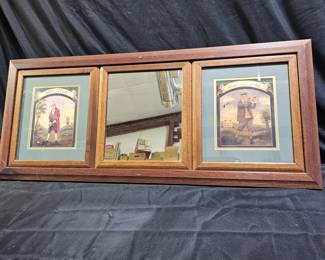  Wooden Framed Mirror with 2 Golf Prints