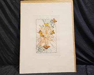 William Marlow Signed L.E. Etching "Garden Design"