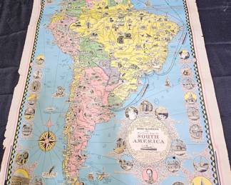Pictorial Map of South America Lithograph
