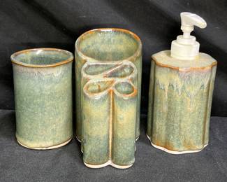 Stoneware Bathroom Set Signed Bay