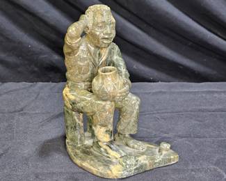 Signed African Verdite Stone Sculpture