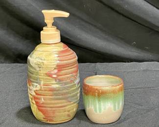  Buie Pottery Soap Dispenser & Markus Pottery Cup