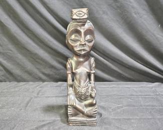 Vtg African Hand Carved Wooden Fertility Statue