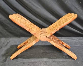 Hand Carved Wooden Folding Book Holder