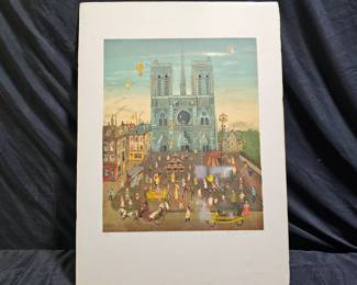 Eugene Valentin Paris Notre Dame Lithograph A.P.