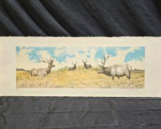 William Marlow Lithograph "Elk Position Study"
