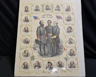 Color Lithograph "Our Heroes & Our Flags"