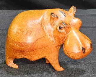 Hand Carved Wooden Hippopotamus