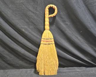 Artisan Woven Hand Made Broom with Curled Handle
