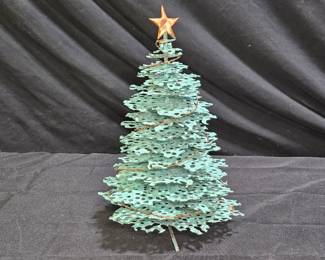 Vtg Folk Art Patinated Copper Christmas Tree