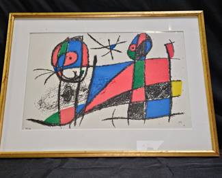 Signed Joan Micro-color Lithograph "Happy Cat"