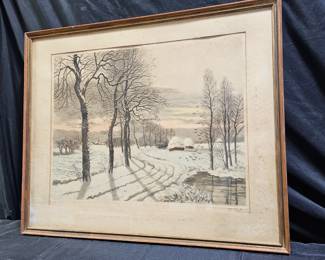 L.E Francis Roth Winter Landscape Lithograph