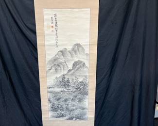 Vtg Chinese Ink & Watercolor Scroll (1912-1949)
