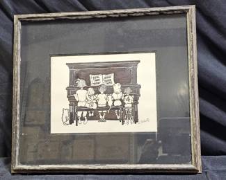 Original "5 Little Sharps" Pen & Ink by L. Roberts