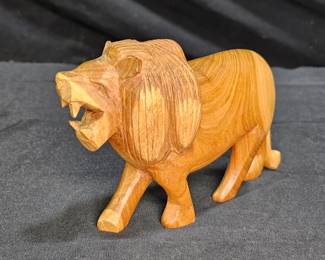 Hand Carved Wooden Lion Sculpture