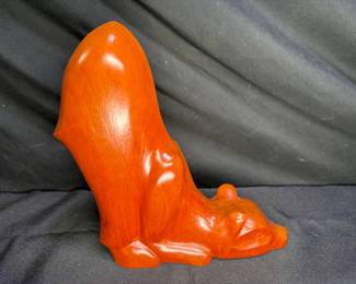 Biomorphic Wood Sculpture of a cat signed JB