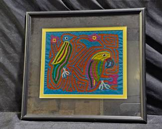 Framed & Matted Mola Textile by The Guna People