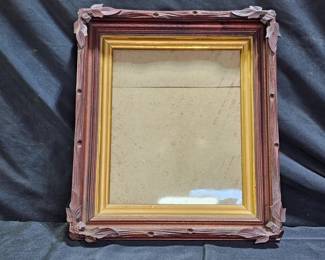 Hand Carved Wooden Leaf Design Frame with Glass
