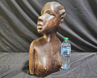Hand Carved African Ironwood Sculpture Woman Bust