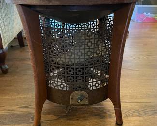 #23 Mid century Howard Pulsaire hassock table (floor fan disguised as furniture) with metal grate. Working - 3 speeds (as is veneer) $ 50.00
