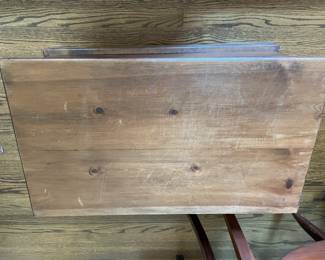 #24 Wood chest carved front with/brass handles and interior latch - as is finish 30x17x15" $ 40.00