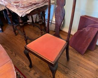 #2 Oval Dining Table with handpainted details. 2 removeable leafs and dropleaf sides. 6 Chairs as is need cleaned 26"-75"x42 $ 150.00