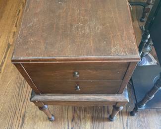 #31 2 Drawer Wood side table - as is finish 14x14x26 $ 45.00