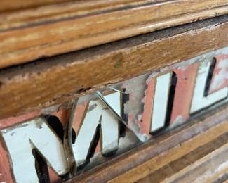 #14 Smaller Antique George A Clark - Advertising Spool Cabinet- 2 Drawers, as is crack in glass. -- $ 350.00