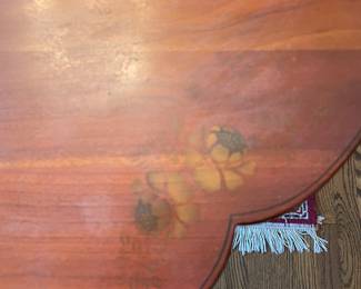 #2 Oval Dining Table with handpainted details. 2 removeable leafs and dropleaf sides. 6 Chairs as is need cleaned 26"-75"x42 $ 150.00