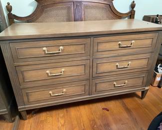 #43 6 Drawer Wood (maple?) Dresser w/detached mirror 54x20x33" $ 125.00