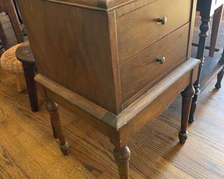 #31 2 Drawer Wood side table - as is finish 14x14x26 $ 45.00