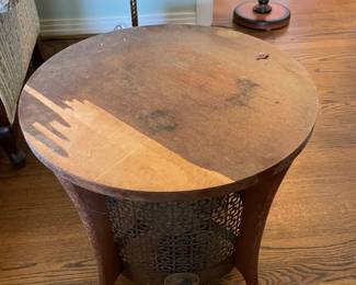 #23 Mid century Howard Pulsaire hassock table (floor fan disguised as furniture) with metal grate. Working - 3 speeds (as is veneer) $ 50.00