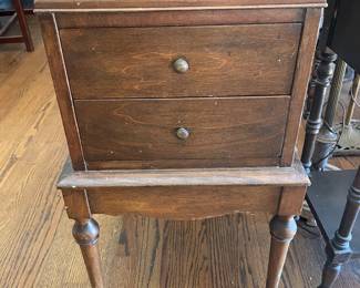 #31 2 Drawer Wood side table - as is finish 14x14x26 $ 45.00