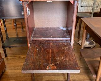 #29 Tiger Oak antique drop front small side table 14.5x12x30 $ 50.00