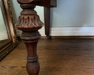 #9 Antique Victorian style bureau dresser on casters with mirror. 1 pc, 7 drawers. Wood carved details on casters. As is finish. You move 42x73.5x21" $ 325.00