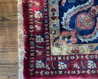 #1 Large Rectangular Floral Maroon and Navy Traditional Rug with Fringe ends 8x10.5 $ 175.00