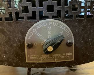 #23 Mid century Howard Pulsaire hassock table (floor fan disguised as furniture) with metal grate. Working - 3 speeds (as is veneer) $ 50.00