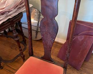 #2 Oval Dining Table with handpainted details. 2 removeable leafs and dropleaf sides. 6 Chairs as is need cleaned 26"-75"x42 $ 150.00