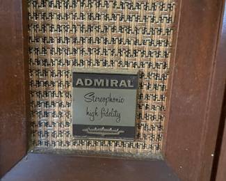 #13 Wooden stereo cabinet. Mid century Admiral stereophonic hi-fi console w record player. built in speakers. As is. Model: Y4071. Includes manual. Powers On. Speakers Untested 35.5x26x17.25" $ 165.00