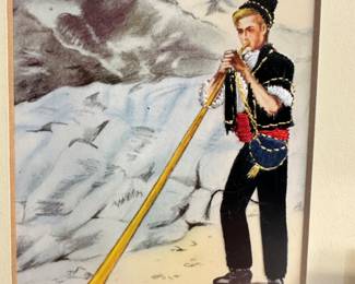 #60 Elsi Gumier silk and embroidered postcards professionally framed. Switzerland 9 1/2” x 12 1/2” $ 40.00