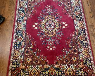 #3 4'X6' Rectangular Rug. Maroon w/Floral Details and fringe ends. 4'x6' $ 75.00